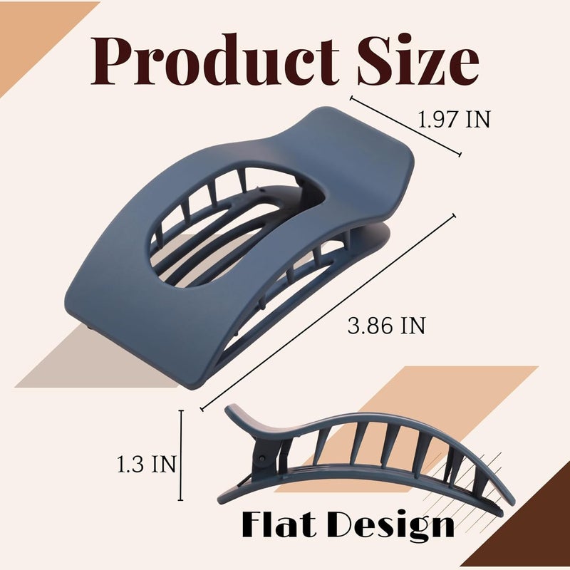 Drealoe 8 Pack Dark Neutral Flat Hair Clips for Women – Large Matte No-Slip Rectangle Claw Clips Thick & Thin Hair in Deep Brown, Navy, and Grey, Strong Hold Square Hair Accessories - Image 2